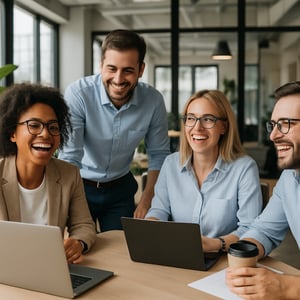 Modern office location with happy people-1